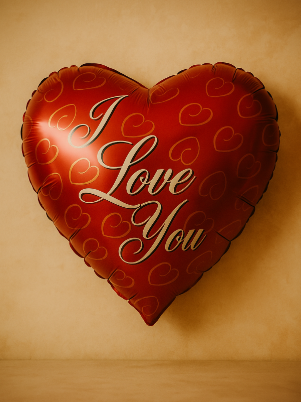 Helium Balloon - Heart Balloon On Beige