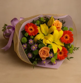 Bright seasonal bouquet Gold Coast florist same day delivery with fresh mixed flowers designers choice