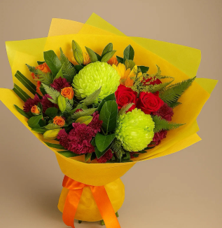 Sunlit Delight yellow and orange bouquet with gerberas and lilies – Flowers of Southport