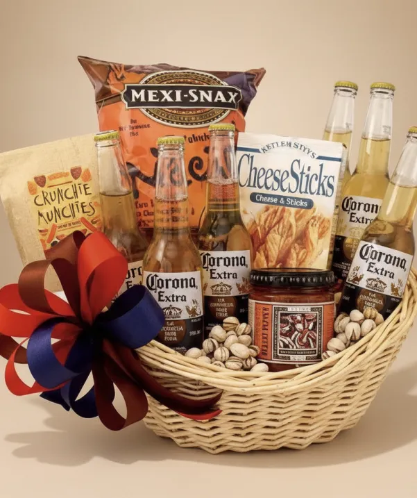 Beer gift hamper with Corona beers and gourmet snacks Gold Coast delivery