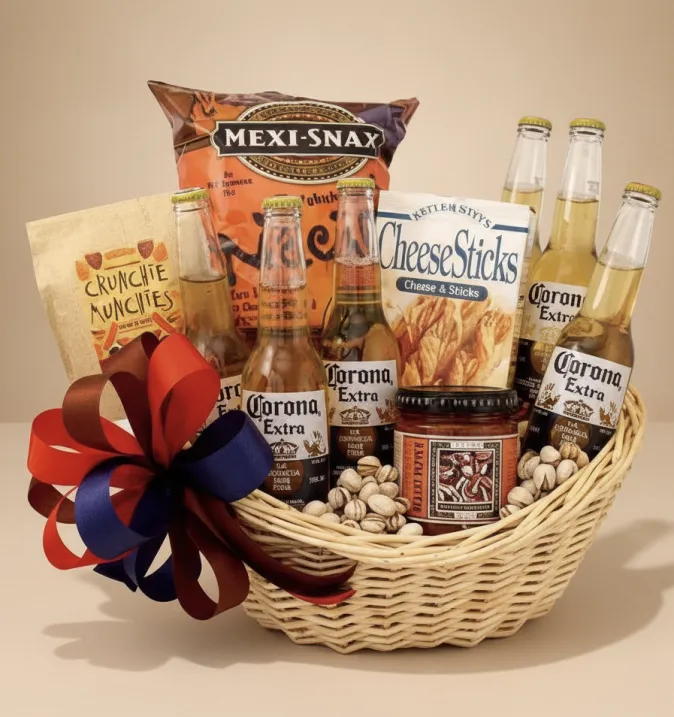 Beer gift hamper with Corona beers and gourmet snacks Gold Coast delivery