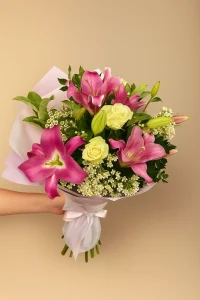 Lily and rose bouquet Gold Coast perfect for Mother’s Day gift with elegant fresh flowers