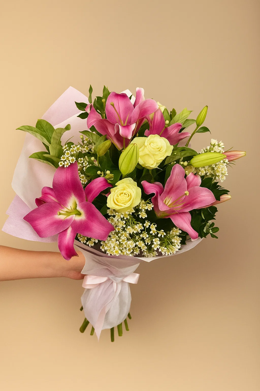 Lily and rose bouquet Gold Coast perfect for Mother’s Day gift with elegant fresh flowers