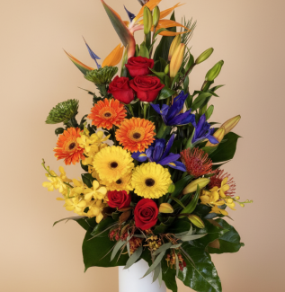 Dazzle tropical flower arrangement – tall bright flowers Gold Coast