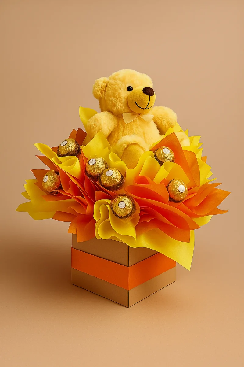 Delicia teddy bear and Ferrero Rocher chocolate gift box Gold Coast same day delivery