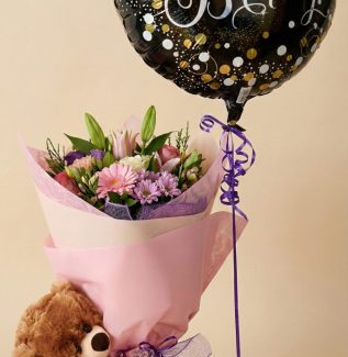 Thinking of you combo Gold Coast florist same day delivery with flowers teddy bear chocolates and balloon