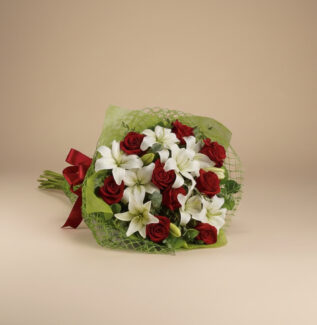 Red Rose & White Lily Bouquet