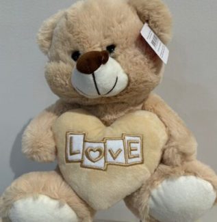 White teddy bear gift Gold Coast – soft plush teddy with love heart, perfect romantic or gift add-on