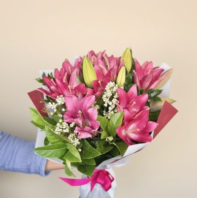 Fresh all lily bouquet Gold Coast florist with premium lilies and same day delivery available