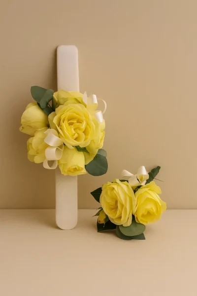 Designer choice wrist corsage and buttonhole set with fresh flowers Gold Coast