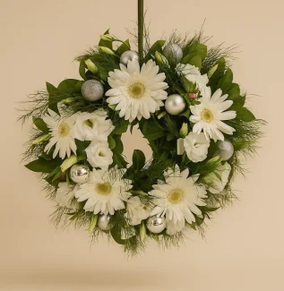 Jolly Christmas wreath with white flowers and greenery Gold Coast