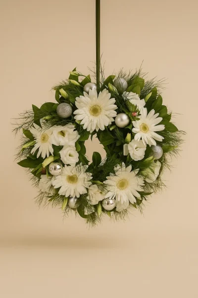 Jolly Christmas wreath with white flowers and greenery Gold Coast