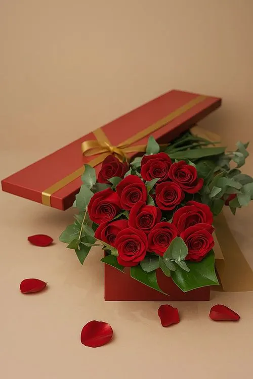 Long Stem Red Roses in Box (Aiko)