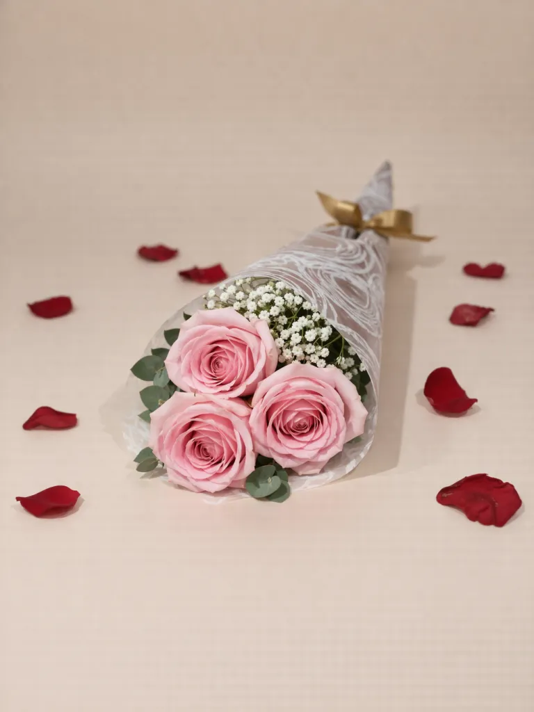 3 Rose Bouquet - Pink