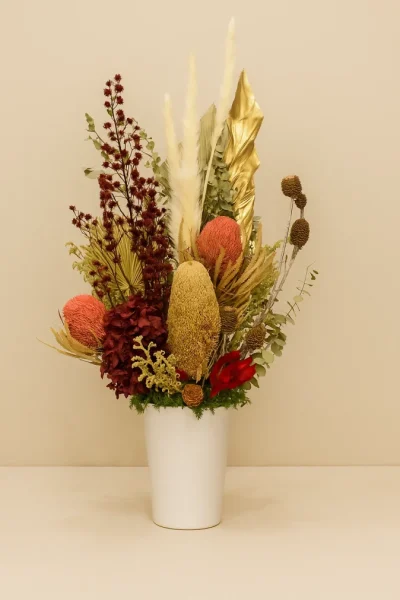 Neutral dried flower vase Gold Coast long lasting beige floral decor