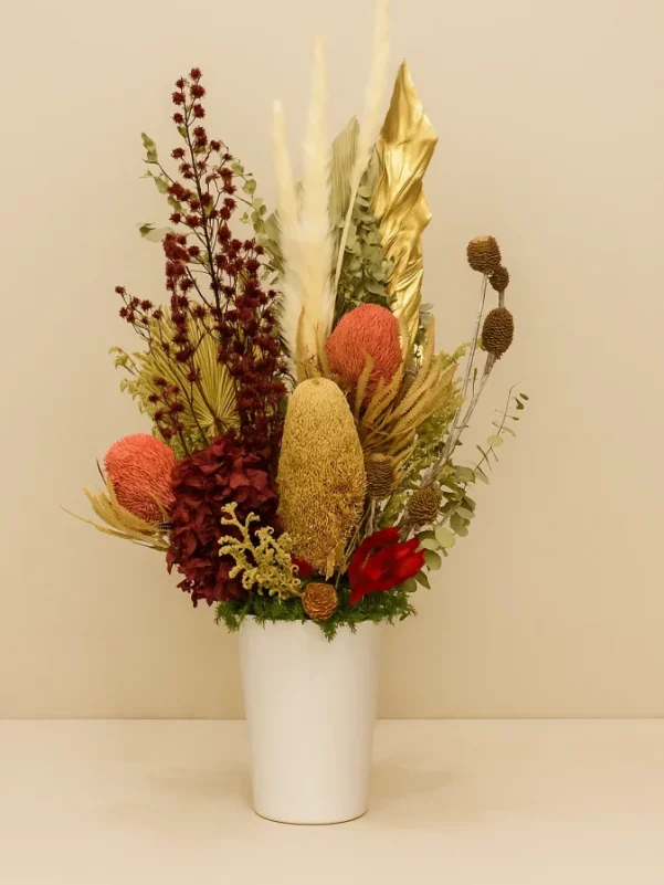 Neutral dried flower vase Gold Coast long lasting beige floral decor
