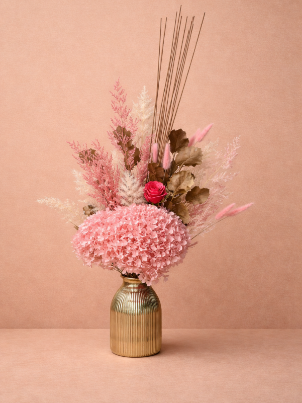 Soft pink dried flowers in vase Gold Coast long lasting floral gift