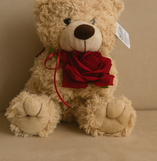 Beige Love Bear with Rose