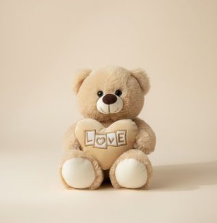 Endless love teddy bear with heart gift add-on for flower delivery