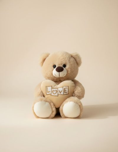 Endless love teddy bear with heart gift add-on for flower delivery