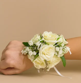 white wrist corsage