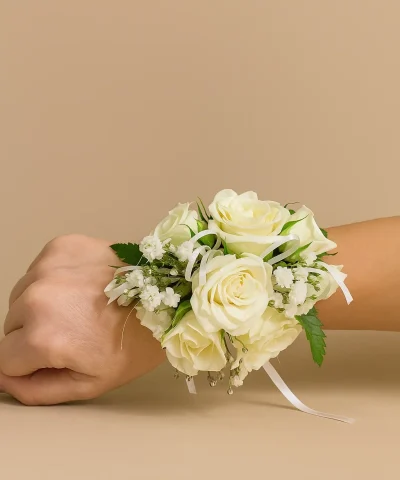 white wrist corsage
