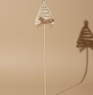 christmas pick add on – wooden tree decoration – Flowers of Southport