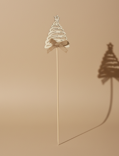 christmas pick add on – wooden tree decoration – Flowers of Southport