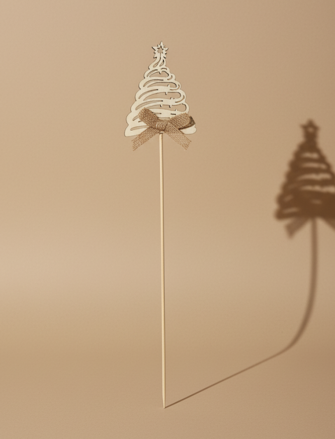 christmas pick add on – wooden tree decoration – Flowers of Southport