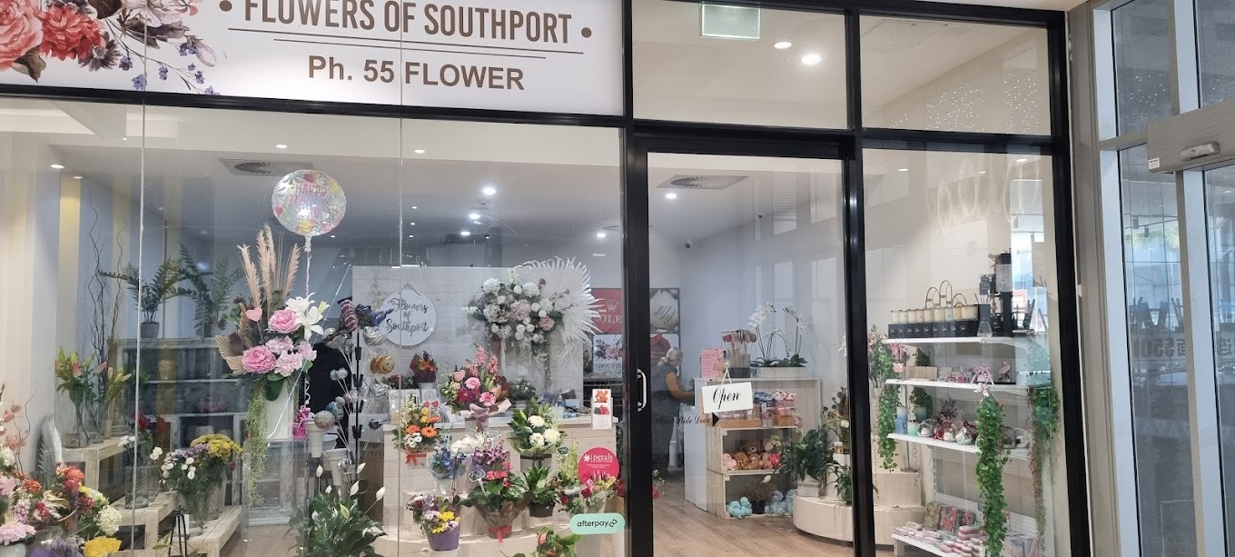 Flowers of Southport storefront inside Australia Fair Metro, showcasing elegant floral displays