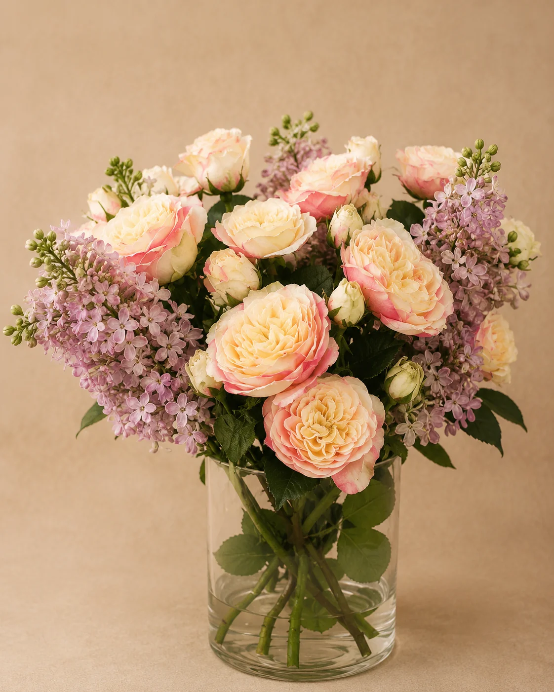 Cumana artificial bouquet - mixed blush stargazer lily, tulips and pincushion proteas in a mercury-glass vase, Flowers of Southport Gold Coast
