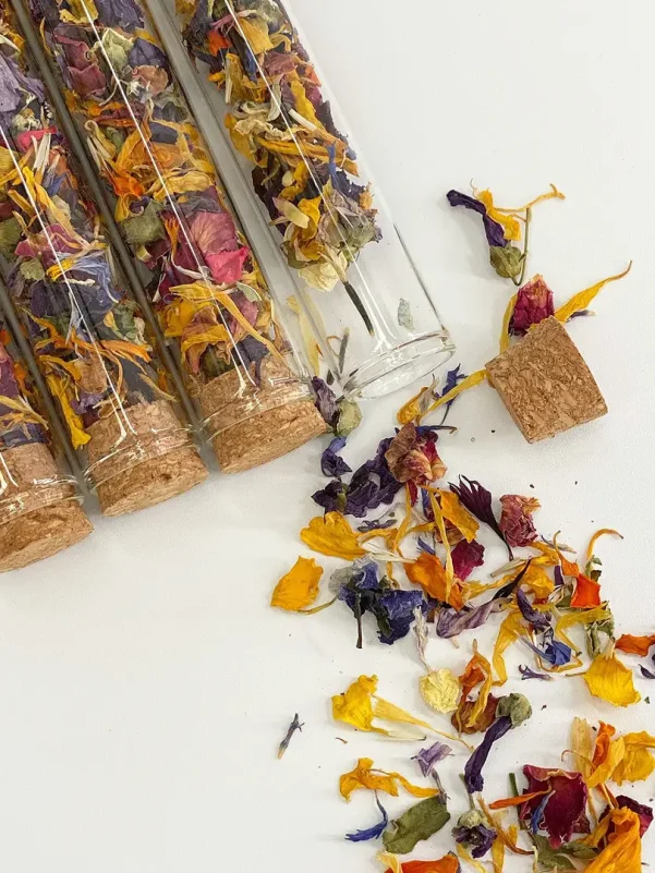 Test tube of real edible mixed dried flower petals - gift add-on from Flowers of Southport