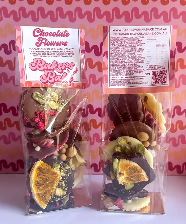 Chocolate Flowers - dark, milk, white and ruby chocolate flower mix bag